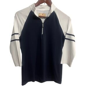 Sport Haley Womens Navy White Colorblock 1/4 Zip Golf‎ Top Owl Pull Size M